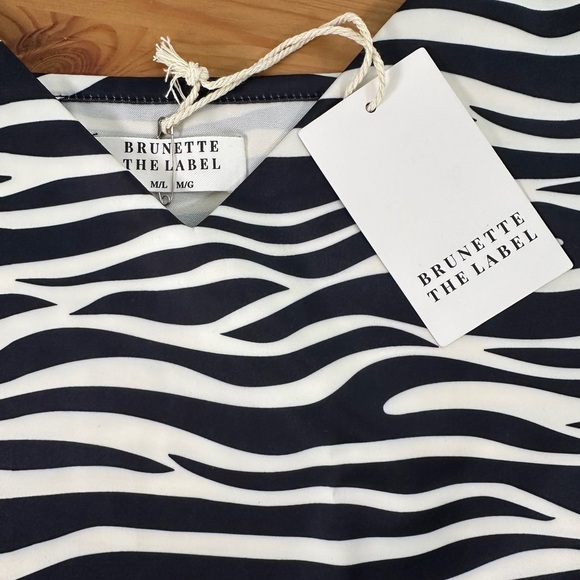 Brunette The Label Silky Satin Zebra‑Print Cami – Black & White Animal Print - Picture 5 of 9